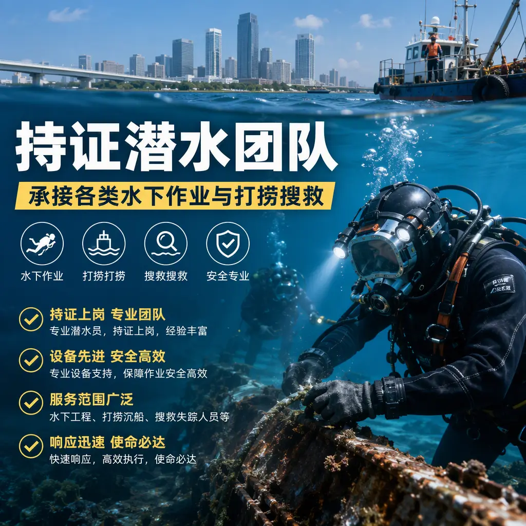 持证潜水团队，承接各类水下作业与打捞搜救虹口