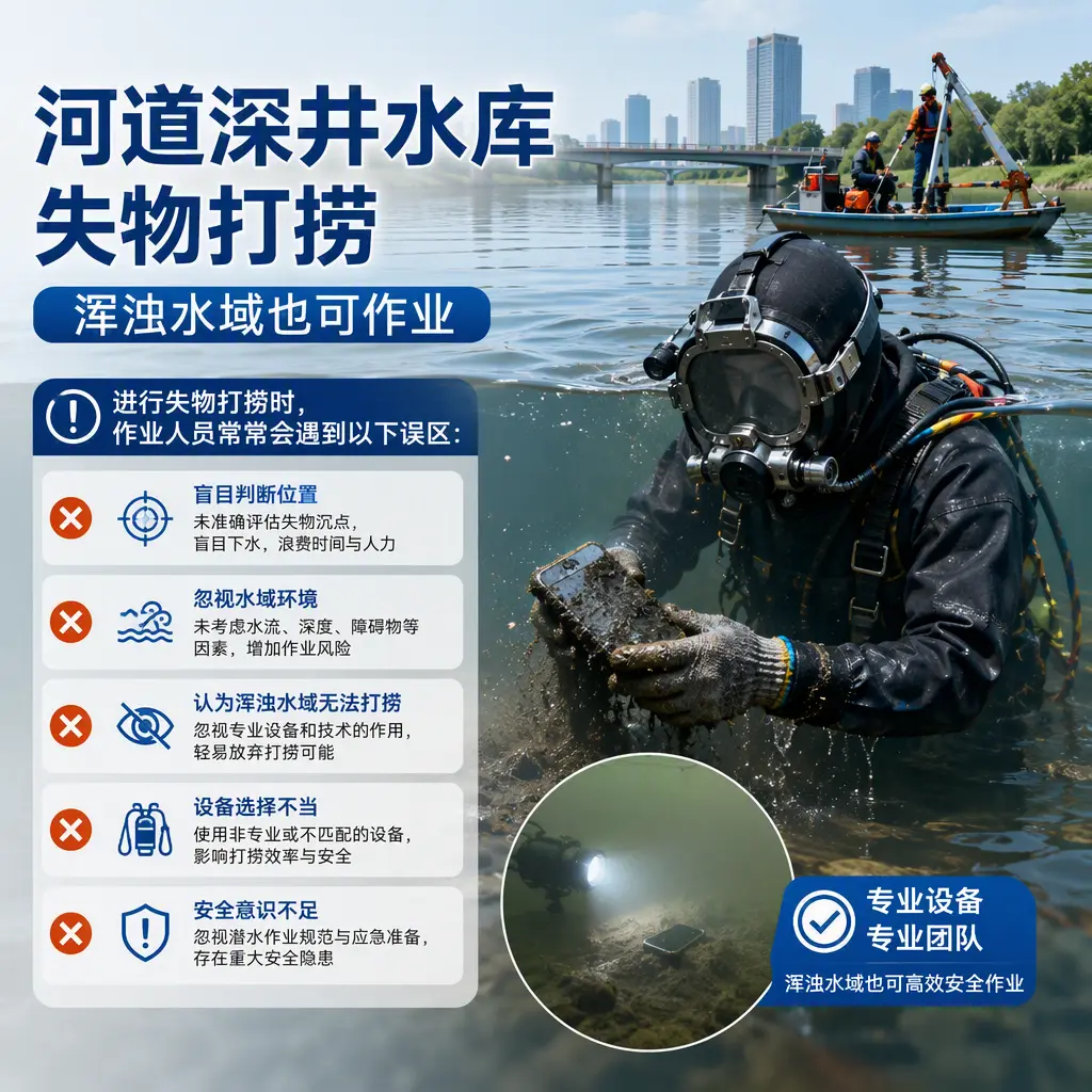 河道深井水库失物打捞,浑浊水域也可作业虹口