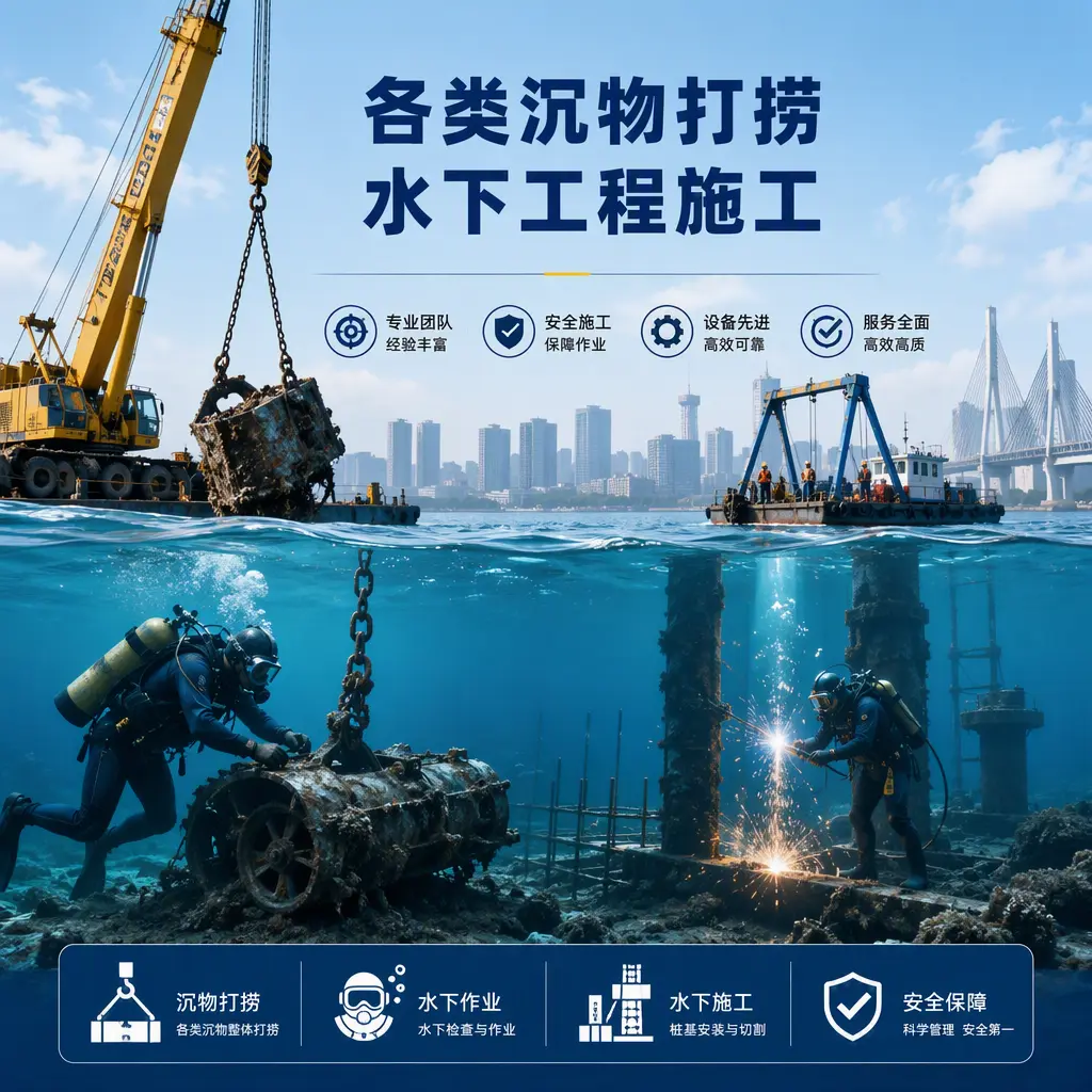 虹口各类沉物打捞,水下工程施工