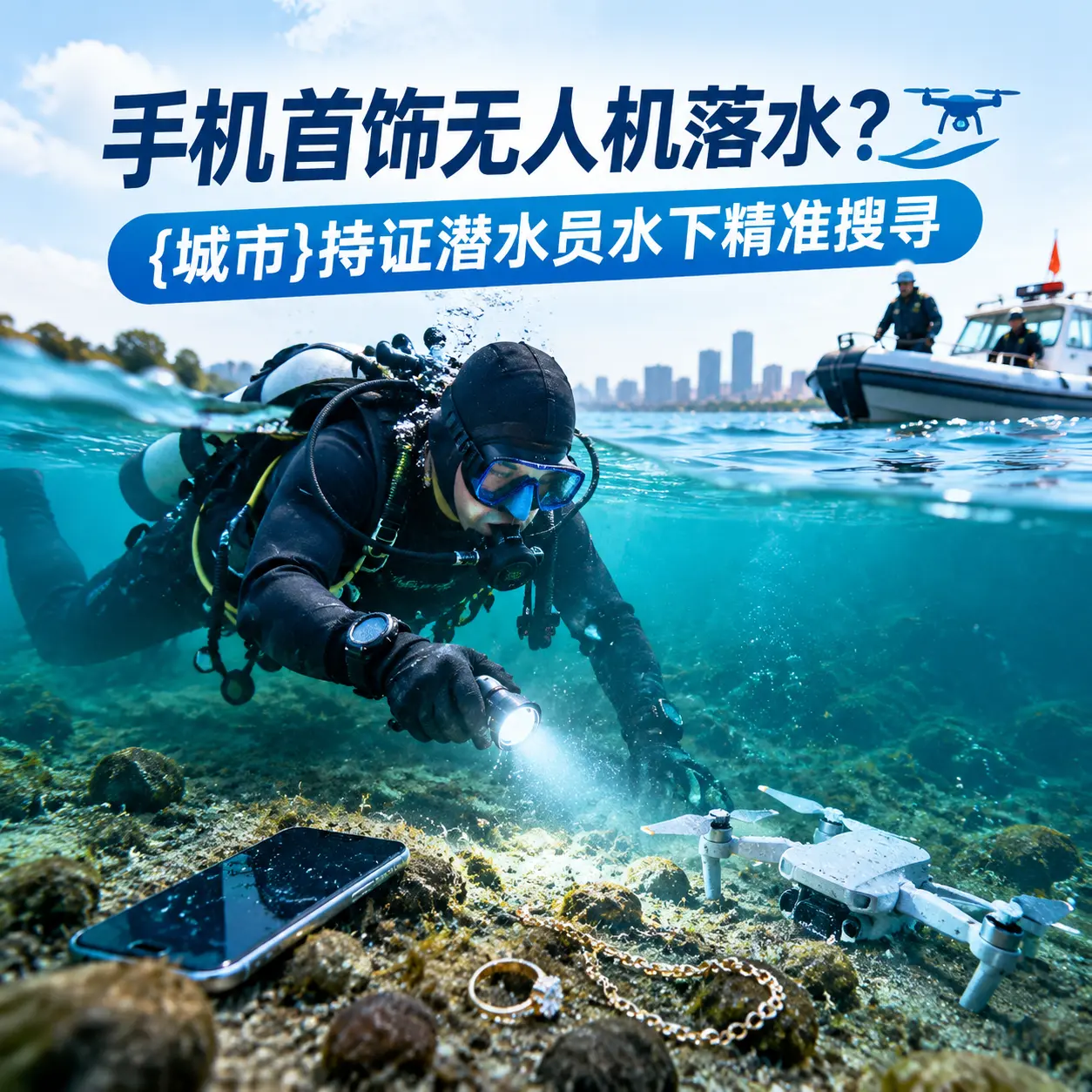 手机首饰无人机落水？虹口持证潜水员水下精准搜寻