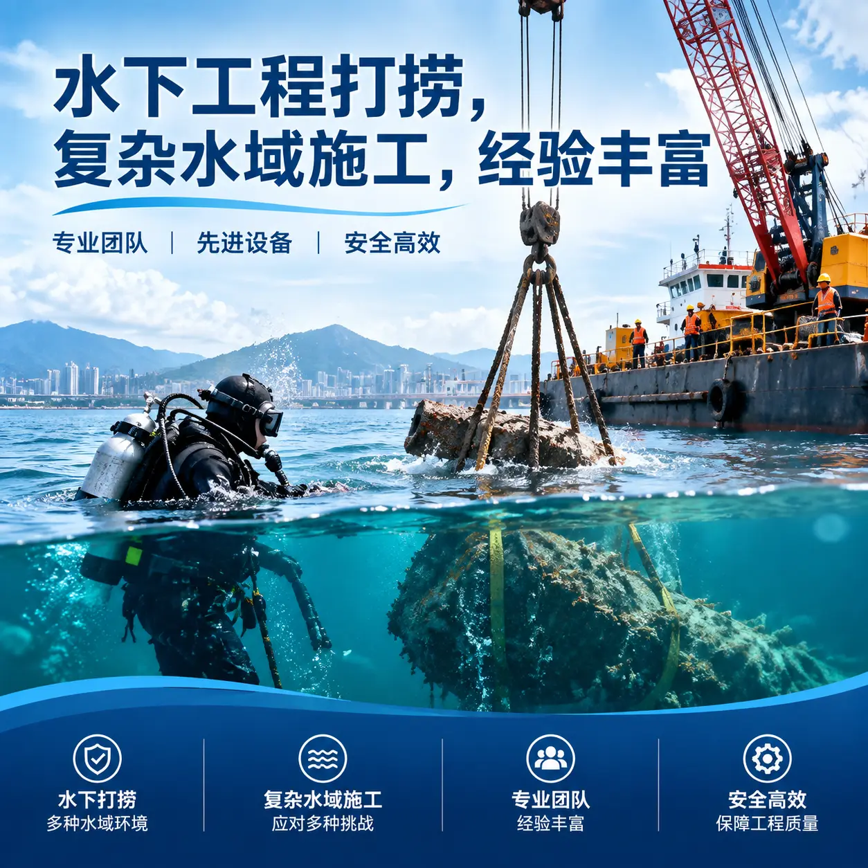 水下工程打捞，复杂水域施工，经验丰富虹口